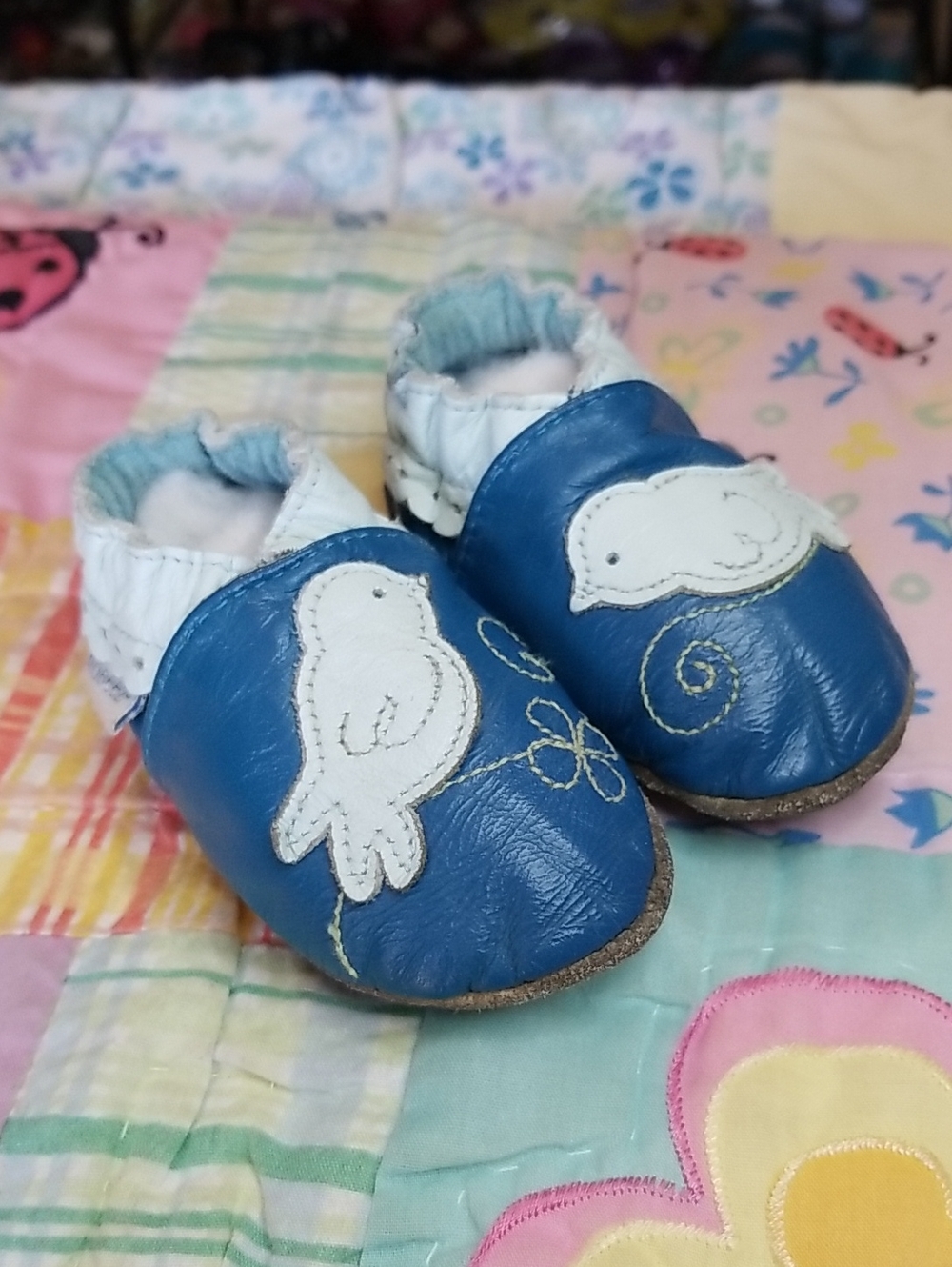 Robeez Blue Leather Baby Bird  Pediatrician Recommended Soft Soles 0-6 Months